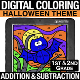 Basic Addition & Subtraction Halloween Color by Number 1st