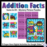 Basic Addition Sums to 20 Mystery Picture Puzzle Digital Math