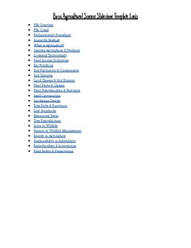 Preview of Basic Ag Science Slideshows - One Semester