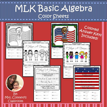 Preview of Black History Month MLK | Basic Algebra Color by Number Worksheets | BUNDLE