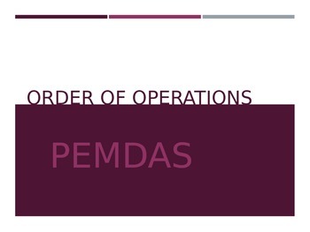 Preview of Basic Algebra - Order of Operations; PEMDAS