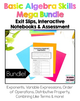 Preview of Basic Algebra Skills MEGA BUNDLE! Interactive Notebooks, Exit Slips & Assessment