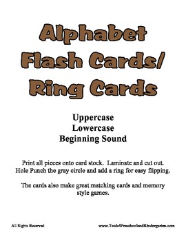 Preview of Basic Alphabet Ring Cards - Upper Case, Lower Case and Beginning Sound Cards