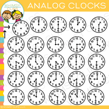 Preview of Basic Analog Clock Clip Art {Hour and Half-Hour}
