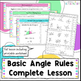 Basic Angle Rules, Angles Geometry Complete Lesson and Worksheet