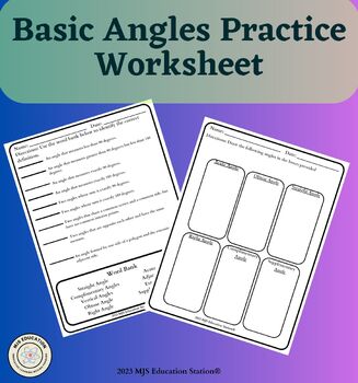 Preview of Basic Angles Practice Worksheet