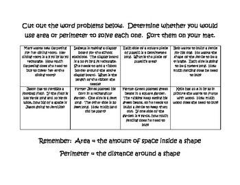 word problems with perimeter and area worksheets