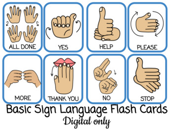 Preview of Basic Beginner ASL Sign Language Flashcards, Classroom Communication