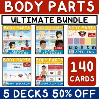 Preview of Basic Body Parts Ultimate Bundle BOOM Cards 5 DECKS