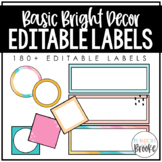 Basic Bright Decor | EDITABLE Classroom Labels