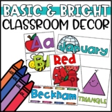 Basic & Bright Simple Classroom Decor - Editable