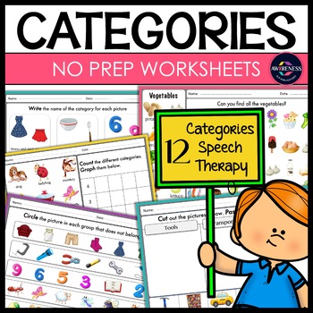 Preview of Categories Speech Therapy Activities | No Prep Worksheets