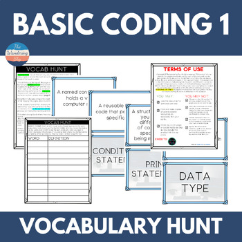 Preview of Basic Coding 1 Vocabulary Hunt