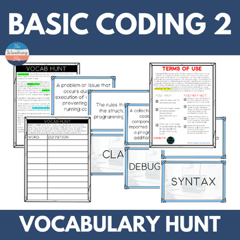 Preview of Basic Coding 2 Vocabulary Hunt