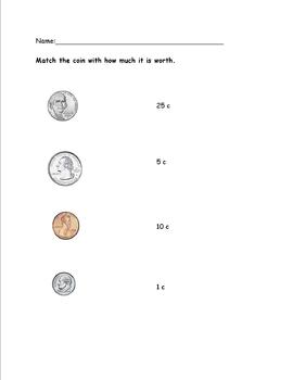 Preview of Basic Coin Counting Packet