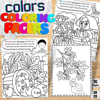 Preview of Basic Colors Coloring Pages Autumn & Fall Pumpkin Theme Coloring Book Activity