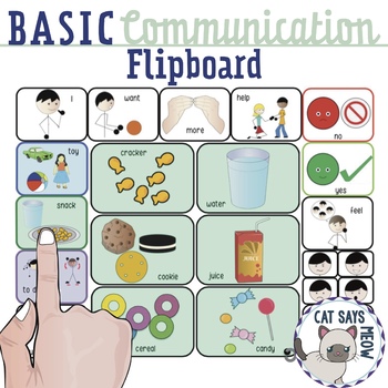 Preview of Basic Communication "Flip Board" Request Snacks, Toys, Actions Low Tech AAC