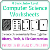 Basic Computer Science Worksheets (Binary, Pixels, & File 