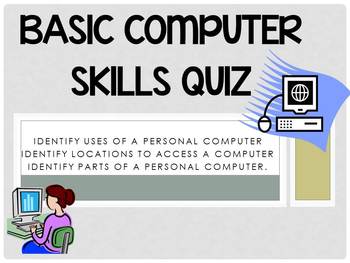 Preview of Basic Computer Skills Quiz {PowerPoint Interactive Quiz}