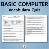 Basic Computer Vocabulary Quiz - Editable Worksheet