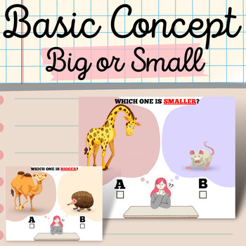 Preview of Basic Concept For Measurement With Animals : BIGGER OR SMALLER Task Cards