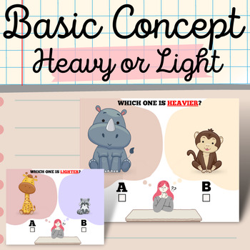 Preview of Basic Concept For Measurement With Animals: HEAVIER OR LIGHTER Task Cards