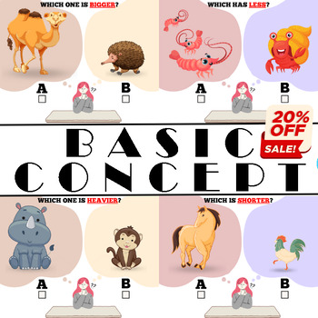 Preview of Basic Concepts Bundle With Animals : Measurement Task Cards