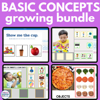 Preview of Basic Concepts Bundle Boom Cards for Speech Therapy and Language Skills or AAC