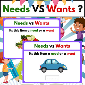 Basic Concepts : Needs VS Wants for K & Prek kids. by New Time Teacher