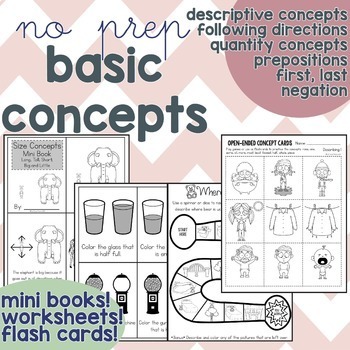 Preview of Basic Concepts No Prep Worksheets (Print and Go)