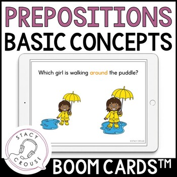 Preview of Spatial Concepts Speech Therapy Basic Concepts BOOM™ CARDS Prepositions