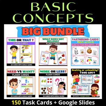 Preview of Basic Concepts.Printable Task Cards and Activities for Preschoolers