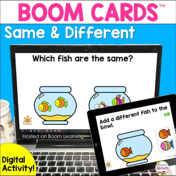 Preview of Same and Different Basic Concepts Speech Therapy BOOM Cards -Flash Sale!