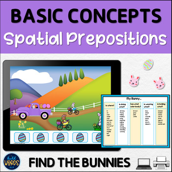 Preview of Basic Concepts Spatial Prepositions Easter Find Bunnies Digital & Print Activity