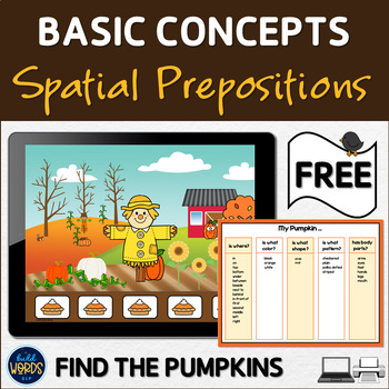 Preview of Basic Concepts Spatial Prepositions Find the Fall Pumpkins FREE Speech Therapy
