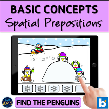Preview of Winter Basic Concepts Spatial Prepositions Find Penguins BOOM ™ Cards