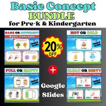 Preview of Basic Concepts Speech Therapy. 54 Task Cards Bundle for PRE-K & Kindergarten