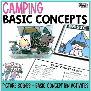 Preview of Basic Concepts Speech Therapy | Camping | Sensory Bin | Picture Scenes