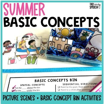 Preview of Summer Spatial Concepts | Following Directions | Wh Questions Speech Therapy