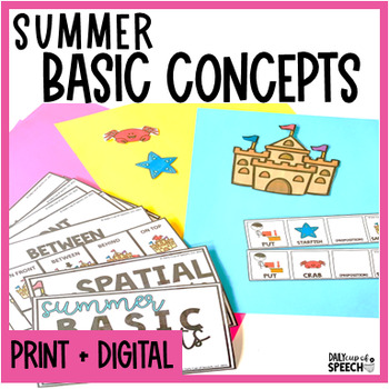 Preview of Summer Speech Therapy Activities Basic Concepts Spatial Qualitative Quantitative