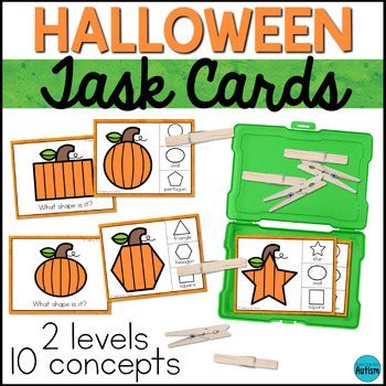 Halloween Task Cards for Special Education and Autism - Basic Concepts
