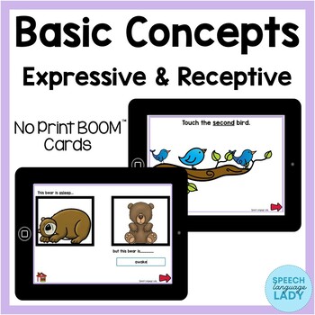 Preview of Basic Concepts for Speech Therapy | Expressive and Receptive NO PRINT Boom Cards