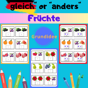Preview of Basic Concepts: same or different for K & Preschool with Printables -in German-