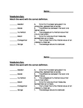 Preview of Basic Data Terms Vocab Quiz