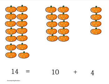 Preview of Basic Decomposing Numbers Errorless Teaching/Learning Pumpkin Match