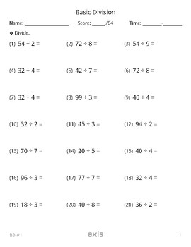 Basic Division by Axis Math Worksheet Generator | TPT