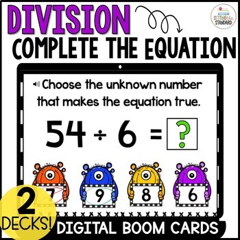 Preview of Basic Facts Division Review Boom Cards