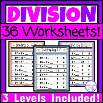 Preview of Basic Division Facts Practice Worksheets Packet Simple Division Facts SPED Math
