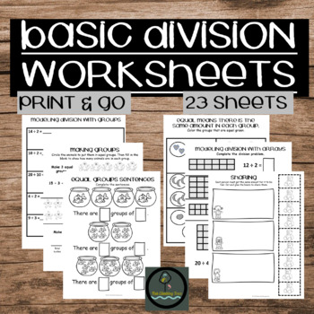 Basic Division Worksheet Pack by Fish Climbing Trees | TpT