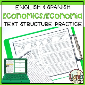 Preview of Basic Economics Text Structure Reading Passages - English and Spanish Worksheets